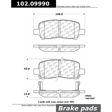 Centric Parts CTEK Brake Pads, 102.09990 102.09990